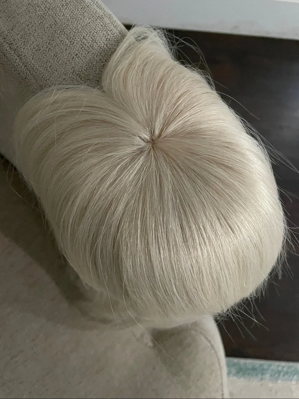 NWT 11-12”100% human REMY hair #60#613 vanilla blonde cream topper HANDTIED SILK